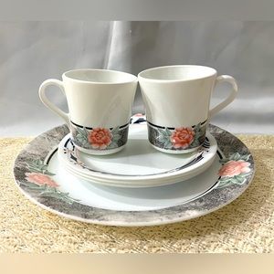 6 PC Corelle set of floral cups and plates